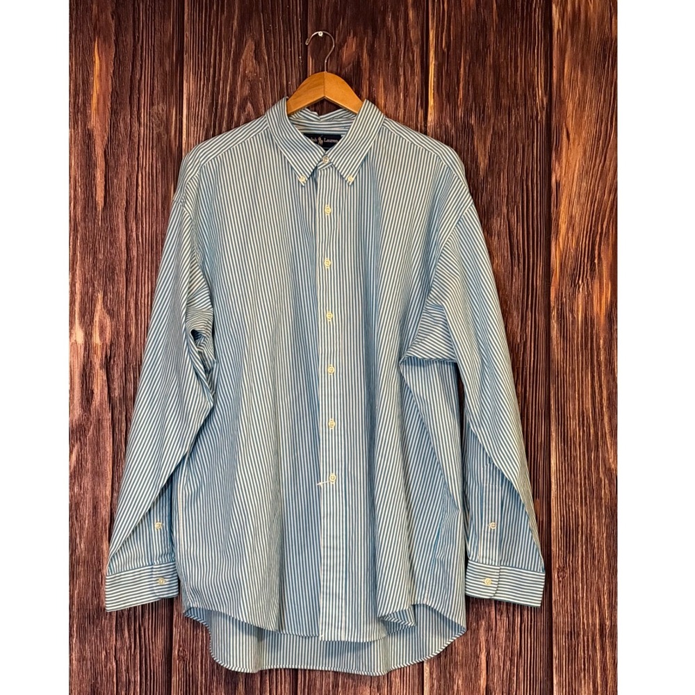 Polo Ralph Lauren Blake Shirt Mens XXL Blue White Stripe Cotton Button Down - Picture 2 of 13